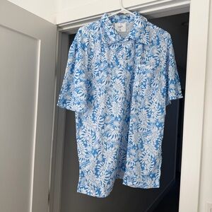 Los Angeles Dodgers Hawaiian Aloha Shirt Blue Floral Button Up